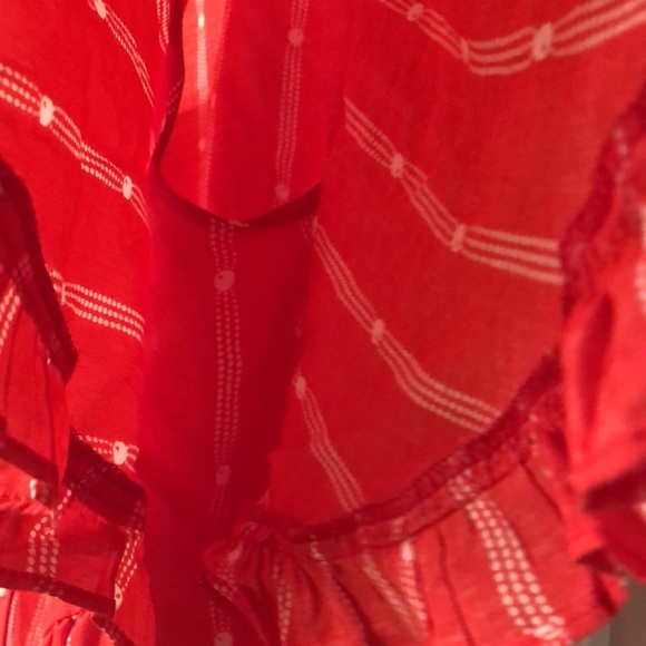 Maeve Anthropologie poppy red short flutter sleeve blouse- NWOT Sz M - Picture 4 of 7